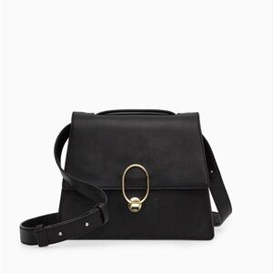 COS Leather Black Purse Crossbody Bag with Gold Accent Clasp with Strap, Luxury